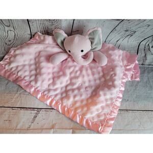 Pink Elephant Lovey Satin Back Mini Security Blanket Knubby Pro Goleem 15 Inch